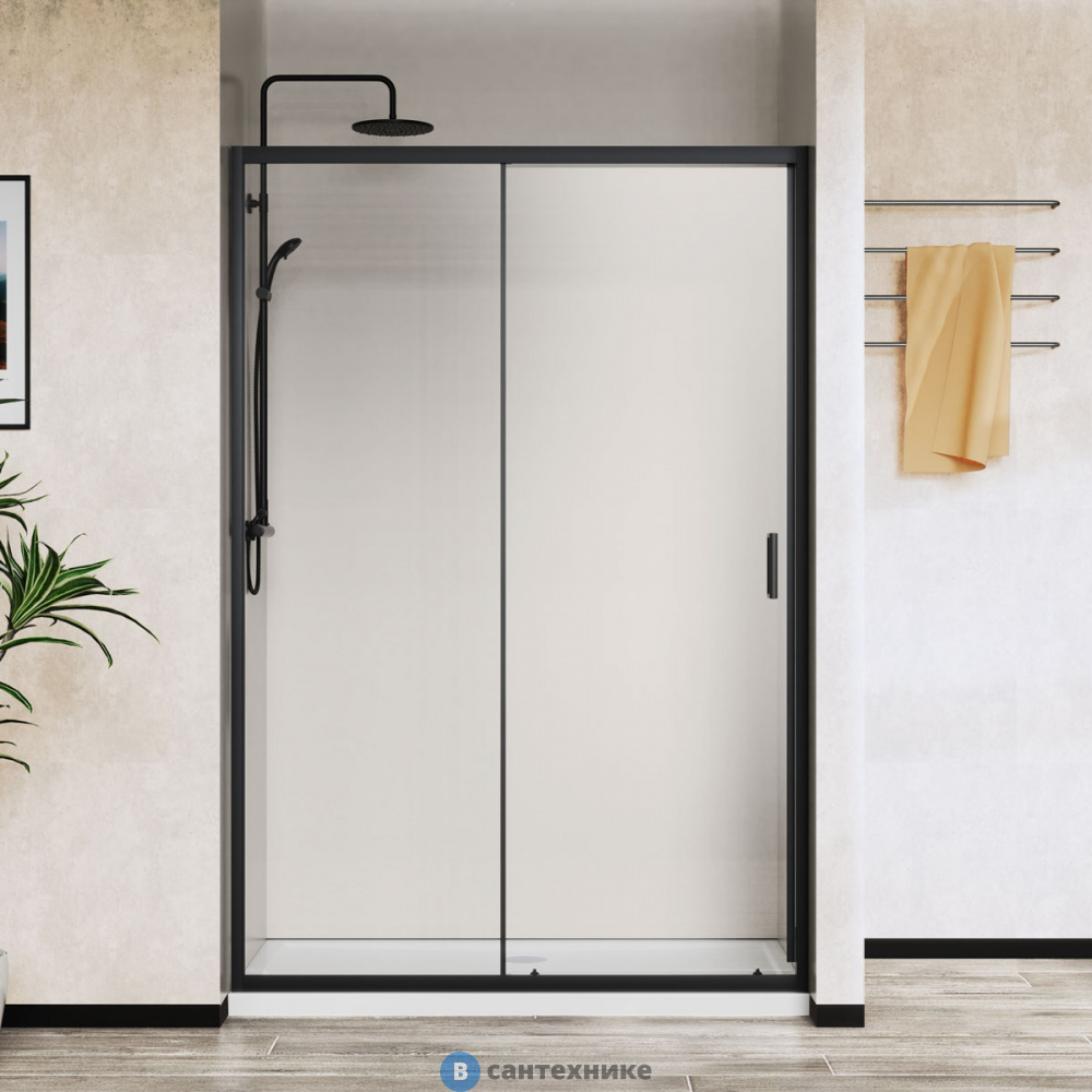 Душевая дверь Vincea City VDS-5CT150CLB, 1500, черный, стекло прозрачное