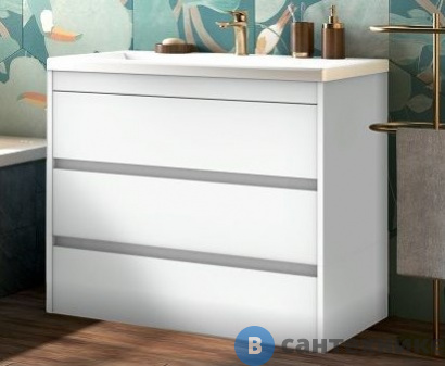 картинка Тумба под раковину Art & MAX FAMILY FAMILY-1000-3C-PIA-BL напольная с тремя выкатными ящиками, Bianco Lucido, 1000x480x845