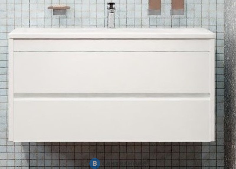 Тумба под раковину Art & MAX FAMILY Family-1000-2C-SO-BL подвесная с двумя выкатными ящиками, Bianco Lucido, 1000x480x550