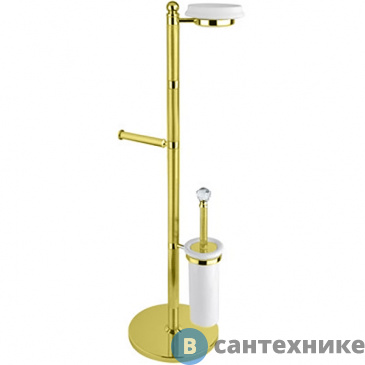 картинка Стойка Cezares OLIMP-WCS-03/24-Sw напольная c держателем туалетной бумаги, щёткой для унитаза и держателем для освежителя воздуха, Swarovski