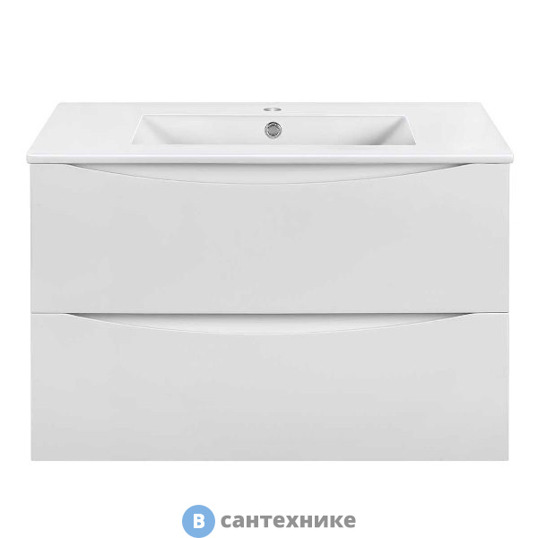 Тумба под раковину раковину Vincea Mia Slim 800 подвесная, 2 выкатных ящика soft close, G.White (VMC-2MC800S1GW)