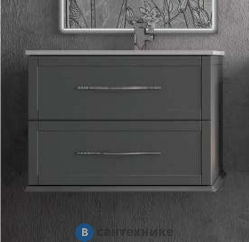 Тумба под раковину Cezares TIFFANY подвесная с двумя выдвижными ящиками доводчиками 55243 Grigio Nuvola, 100x46x55