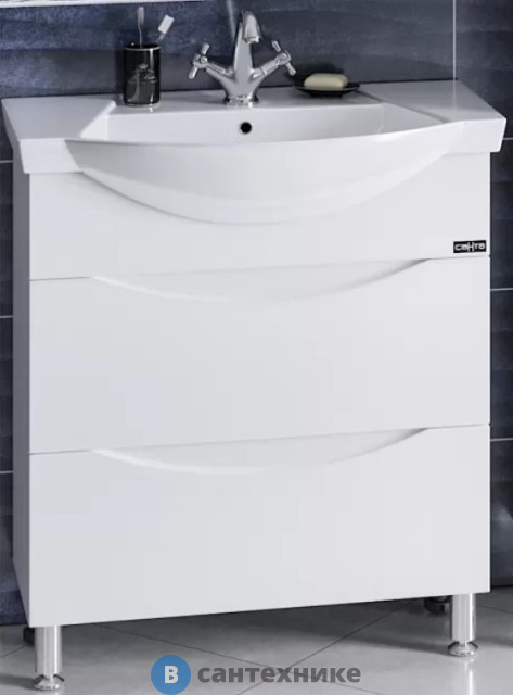 Тумба под раковину СанТа Сатурн 75 2 ящ. напол. ум. Монро 75 (700222)