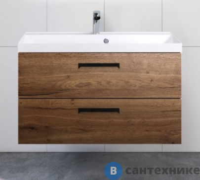 картинка Тумба под раковину BelBagno 90 см AURORA-900-2C-SO-RT подвесная с двумя выкатными ящиками, Rovere Tabacco