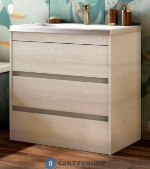 Тумба под раковину Art & MAX FAMILY FAMILY-750-3C-PIA-PB напольная с тремя выкатными ящиками, Pino Bianco, 750x475x805