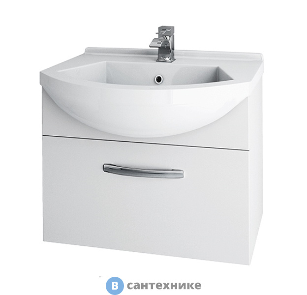 Тумба под раковину Dreja Alfa 55 белый лак, 1 ящ. (99.0305)