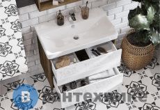 Тумба под раковину Акватон Сканди 80 Белый/Дуб Рустикальный (1A283001SDZ90)