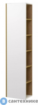 картинка Шкаф-колонна Акватон Сканди с зеркалом Белый/Дуб Рустикальный (1A253403SDZ90)