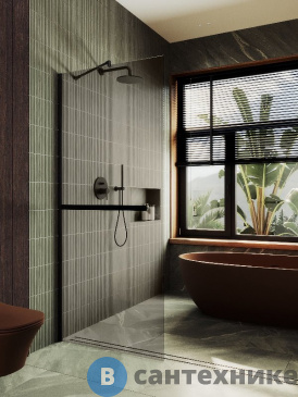 картинка Душевая перегородка в профиле MaybahGlass 1950*690 Стекло 8 мм Бронза +Полотенцесушитель (MGD-721-6ш)