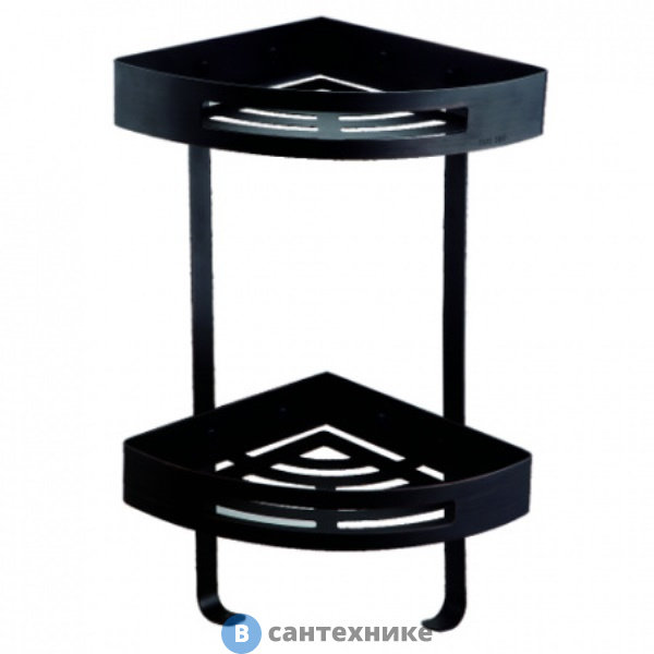 Полка AZARIO AZ-160-2B угловая двухэтажная, чёрная матовая