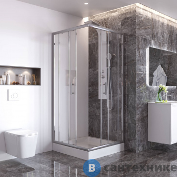 картинка Душевой уголок  Taliente TA-10102-1CP 100х100 стекло прозрачное 6 мм, без поддона