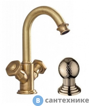 картинка Смеситель Cezares APHRODITE-LS2-02-M на раковину с донным клапаном, бронза, ручки Шар