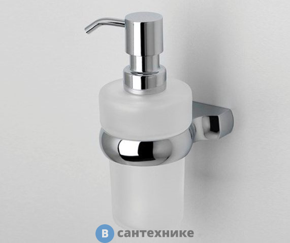 Дозатор для жидкого мыла WasserKRAFT Berkel K-6899 стеклянный, 200 ml металл, хромоникелевое покрытие, матовое стекло