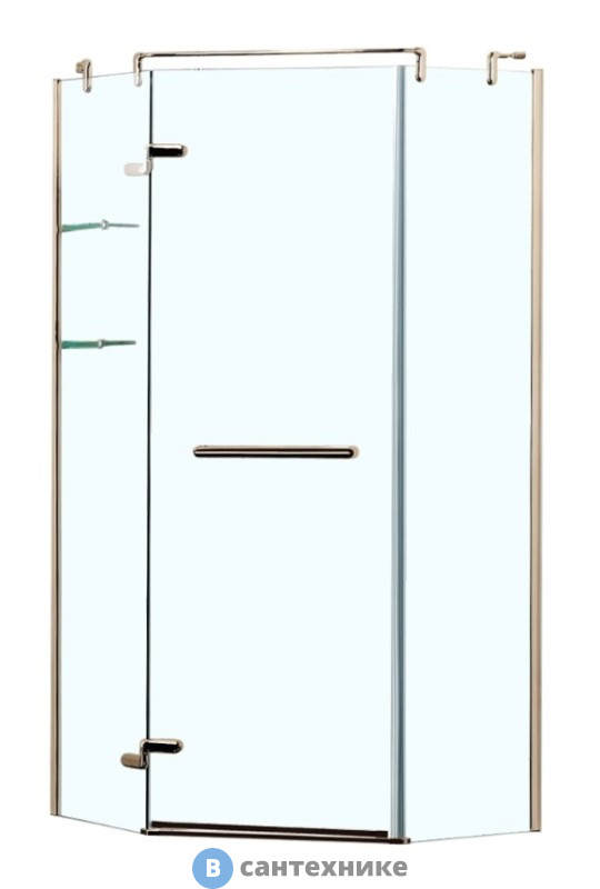 Душевое ограждение AZARIO MONTREAL AZ-NWG3231L 1000*1000*2000 5-угол без поддона , со стек полкой (расп дверь) стекло 8 мм. профиль золото (AZ-NWG3231 1000 L GOLD)