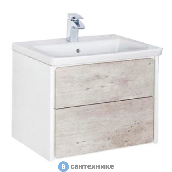 Тумба под раковину Roca RONDA 70 ZRU9303003 2 ящика /67,7х41х48/ (бетон/белый глянец)
