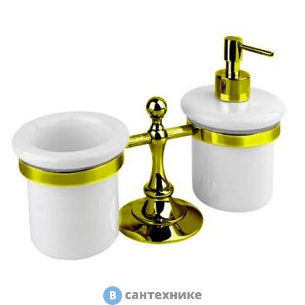 Стакан Cezares OLIMP-TDT-03/24-M и диспенсер настольные, золото