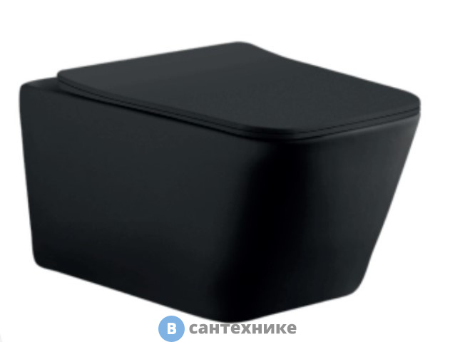 Унитаз подвесной Aquanet TAVR-BW с сидением (Soft Close -SLIMSEAT) с Rimless чёрный мат. (287011)