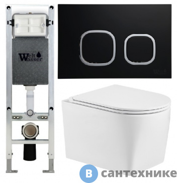 картинка Унитаз с инсталляцией WELTWASSER и кнопкой смыва (AMBERG 350 ST + NESENBACH 004 GL-WT + AMBERG RD-BL)