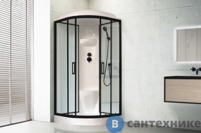 картинка Душевая кабина Royal Bath RB 100HK6-WT-BL 1000x1000x2170 (белое/прозрачное)   