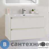 Тумба под раковину BelBagno KRAFT 39 подвесная с двумя выкатными ящиками, Cemento Grigio, 800х390x500 (KRAFT 39-800/390-2C-SO-CG)