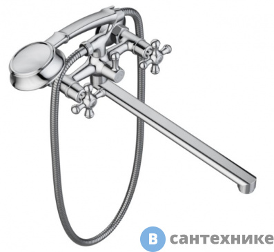 картинка Смеситель Damixa Retro 239500000 для ванны/душа с длинным изливом, душ. гарнитуром