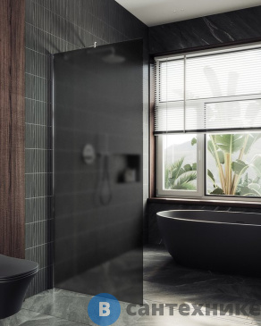 картинка Душевая перегородка в профиле MaybahGlass 1950*890 стекло 8 мм графит матовый (MGD-694-5ш)