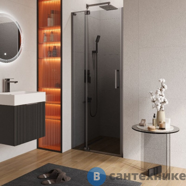 картинка Душевая дверь CEZARES SLIDER-B-1-80/90-GRIGIO-GM
