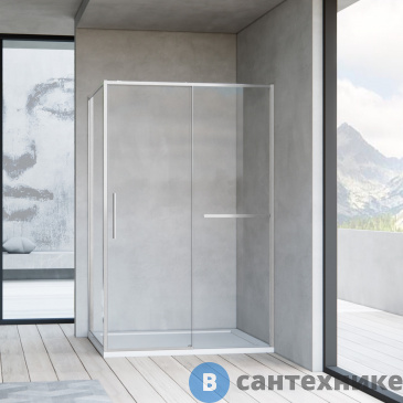 картинка Душевой уголок Vincea Slim Soft VSR-1SS9012CLBN, 1200*900, брашированный никель, стекло прозрачное