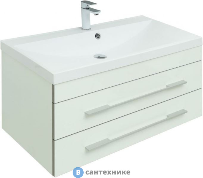 Тумба с раковиной Aquanet Верона 90 белый (подвесная 2 ящика) (287675)