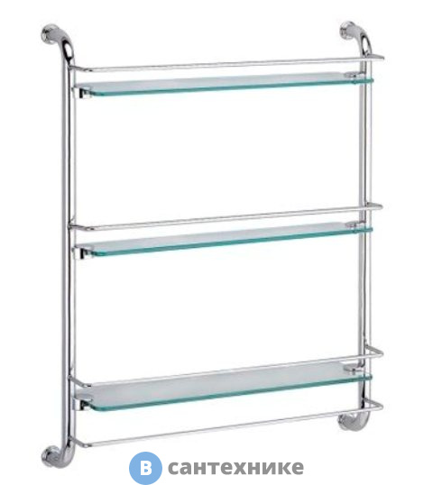 Полка WasserKRAFT K-2033 стеклянная тройная металл, хромоникелевое покрытие, закаленное матовое стекло