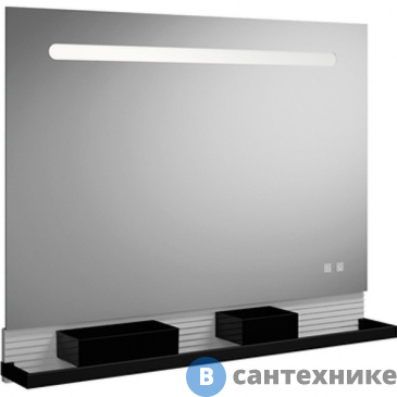 картинка Зеркало Burgbad FIUMO с подсветкой 1000*700*150 мм, светод освещ, 1 сенс выкл, обогрев., корпус аллюмин, 2 ящика рейлинг чёрные, панель белая FOT2 (SFXP100FOT2)