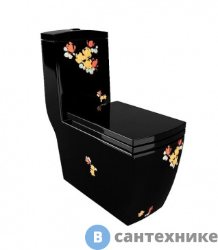 картинка Унитаз с бачком Arcus 050 моноблок чёрный HXY (без сиденья)