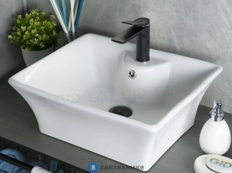 Раковина накладная GID-ceramic N9108 белый (490х410х190)