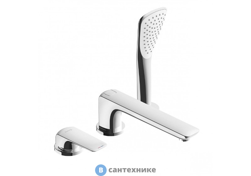 Смеситель Kludi 414470575 AMEO Однорычажный для ванны и душа на 3 отверстия с изливом