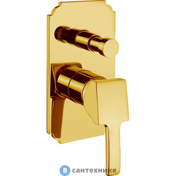 Смеситель Cezares LEGEND-VDIM-03/24 встраиваемый однорычажный для душа с переключателем, золото