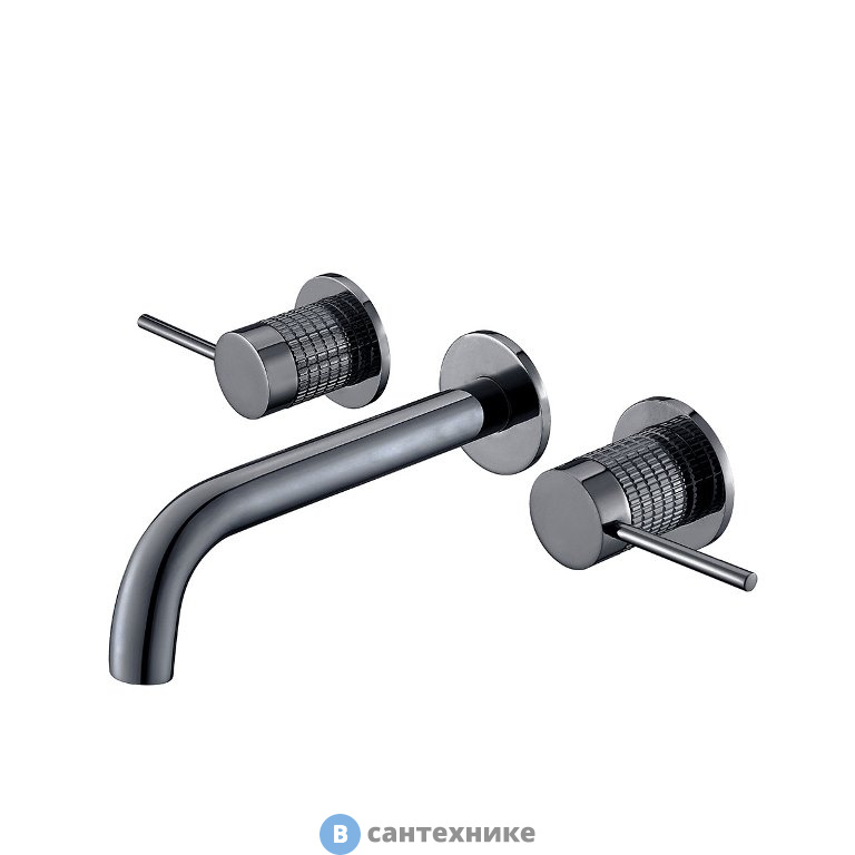 Смеситель Vincea Groove VBFW-4G1GM для раковины, встраиваемый, вороненая сталь