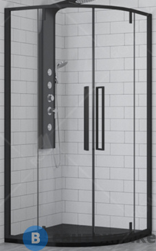 картинка Душевой уголок RGW SV-53 B 100*100*200 полукруг/чёрный/прозрачное/6 мм (06325300-14) без поддона