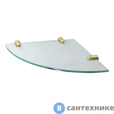 картинка Полка WasserKRAFT K-533BRUSHED GOLD стеклянная угловая