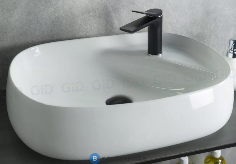 Раковина накладная GID-ceramic N9048 белый (590х460х150)