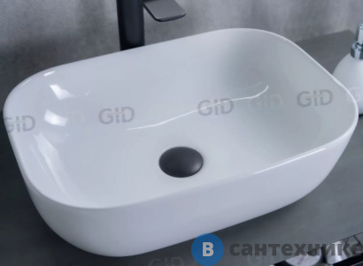 картинка Раковина накладная GID-ceramic D1333 белый (460х325х135)