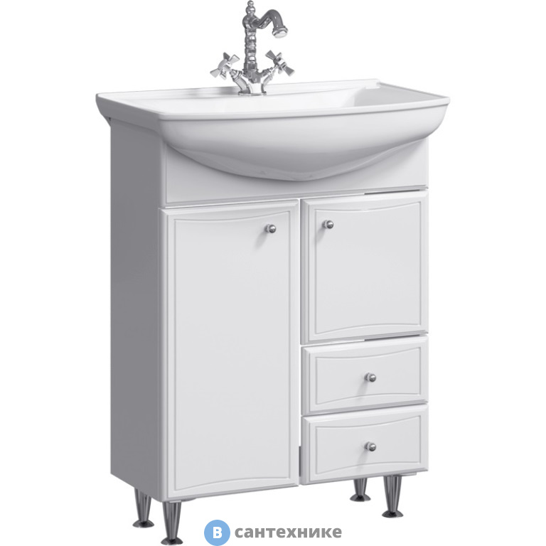 Тумба под раковину Aqwella BARCELONA 66 BA0106K (напольная, белый)