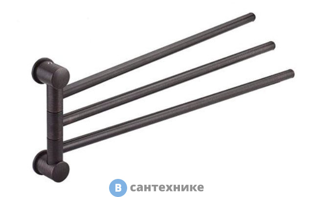Держатель полотенец WasserKRAFT K-1633 3-е рога металл, покрытие "темная бронза"