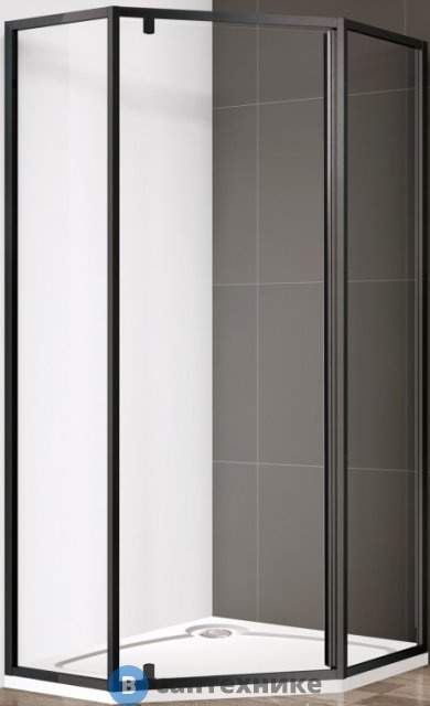 Душевой уголок Cezares ECO-O-P-1-90-C-NERO (900x900x1950) без поддона