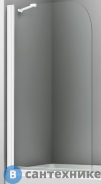 картинка Шторка WasserKRAFT Leine 35P01-80 WHITE Fixed стеклянная на ванну