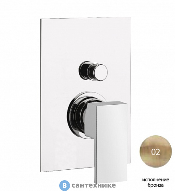 Смеситель Cezares UNIKA-VDIM-02 встраиваемый однорычажный, для душа с переключателем на 2 выхода, бронза