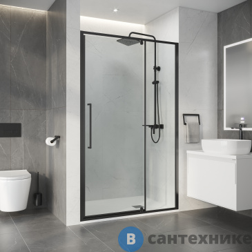 картинка Дверь в нишу Niagara Nova NG-35-11AGR (110х195) распашная, графит, стекло прозрачное