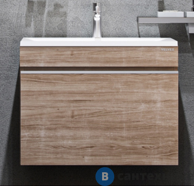 картинка Тумба с раковиной Velvex Pulsus 70 подвесная дуб сонома (tpPUL.70-25)