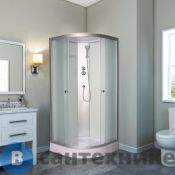 Душевая кабина Sapbox 1114 (900*900*2100) с крышей, стекло белый/матовый 4 мм, профиль сатин (SB1114-90-01-WM-S)