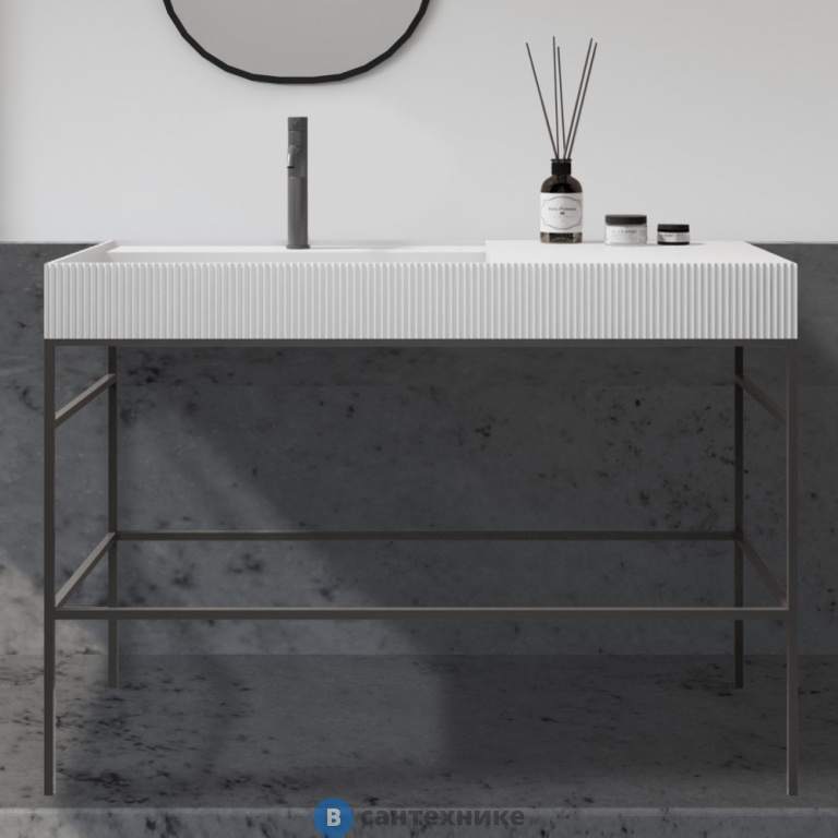 Консоль с раковиной ABBER Stein AS2647 напольная, белая матовая