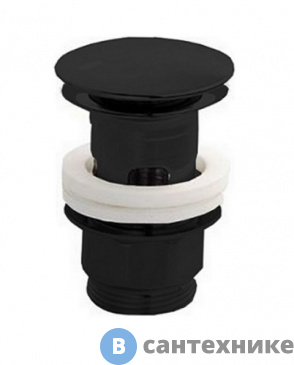 картинка Донный клапан CISAL 1"1/4 для раковин, с переливом, чёрный глянцевый (ZA00162039)